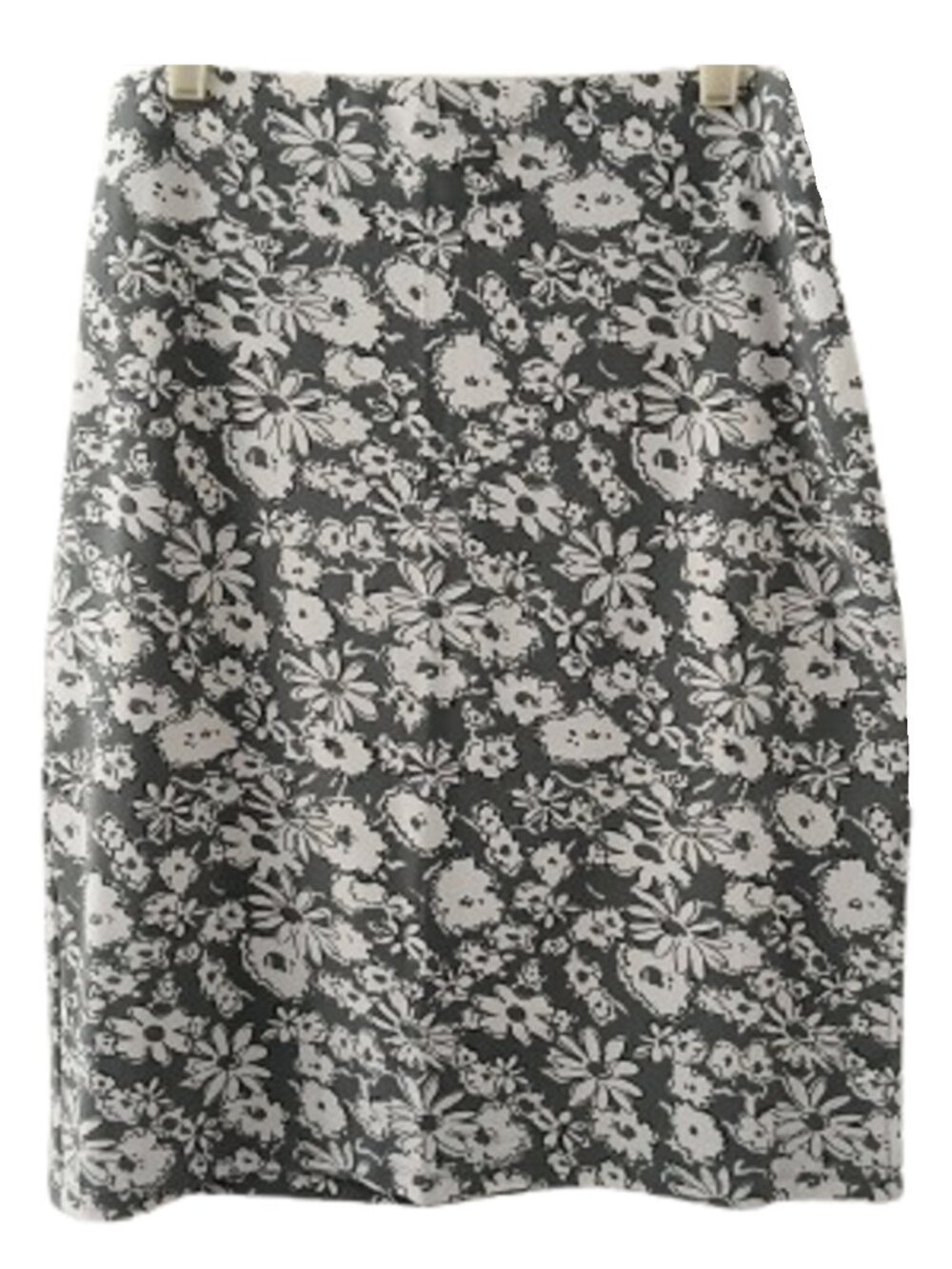 Vintage Y2K '98 Newport Gray/White Floral Summer Stretch Skirt - Women's Medium